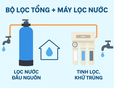 Vì sao gia đình lắp bộ lọc tổng rồi mà khi lắp máy lọc nước lại cần bộ lõi lọc cho máy